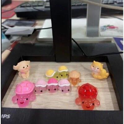 Realistic Glowing Cartoon Mini Turtle Resin DIY Accessory