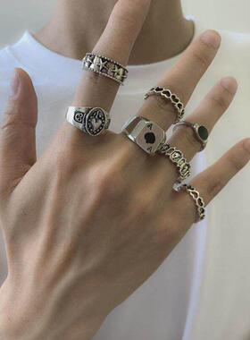 7pcs set card Poker ring Men