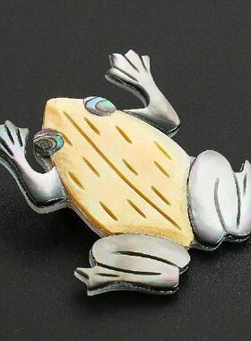 1PC Natural Shell Splicing Frog Brooch Cute Animal Badge
