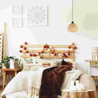 Protector Bamboo Lampshade Ceiling Light Natural Hessian