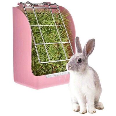Fixed Food Container Bowl Rabbit Grass Feeder Spring Straw
