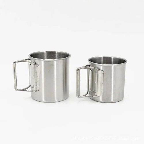 Coffee Cup Stailess Steel Mug Foldable Handle Portable
