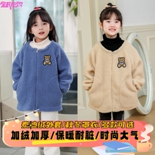 秋冬季儿童罩衣加绒加厚外套男女童羽绒服防脏护衣宝宝吃饭衣围裙