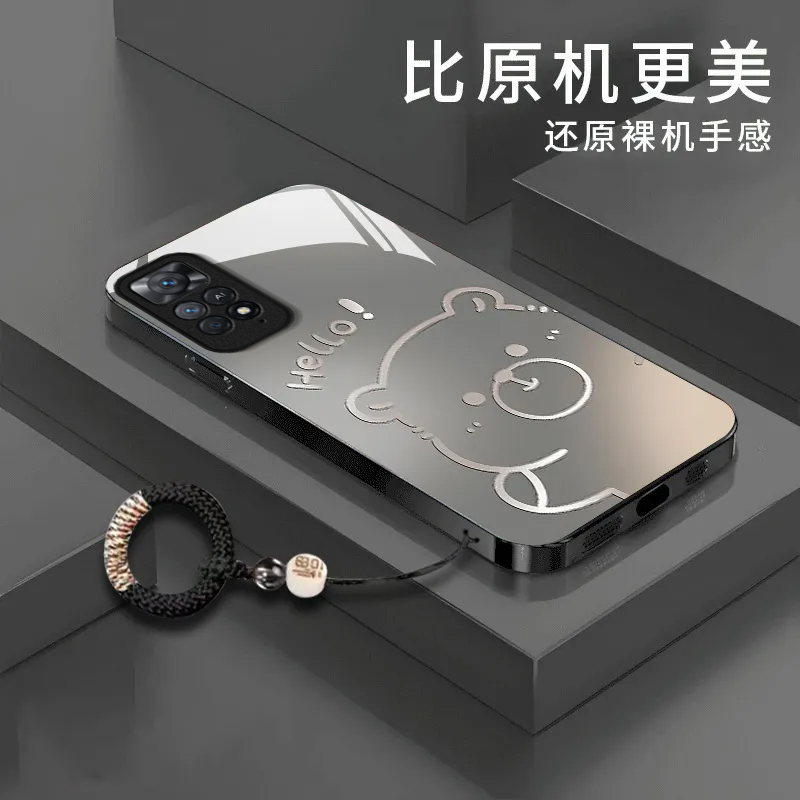 渐变水豚适用红米Note11EPro手机壳新款防摔镜头全包男女挂绳液态玻璃保护套高级感时尚硬壳个性网红小众情侣