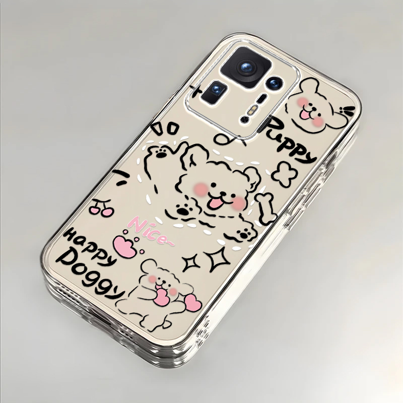 奔跑小狗适用小米MIX4手机壳新款2106118C防摔镜头全包男女挂绳创意透明软壳保护套高级感时尚个性小众情侣潮