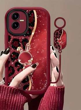 豹纹兔适用vivoT2X手机壳vivoT1x新款vivoG2高级感vivoU3x镜头全包防摔男女保护套高级轻奢带挂绳小众情侣