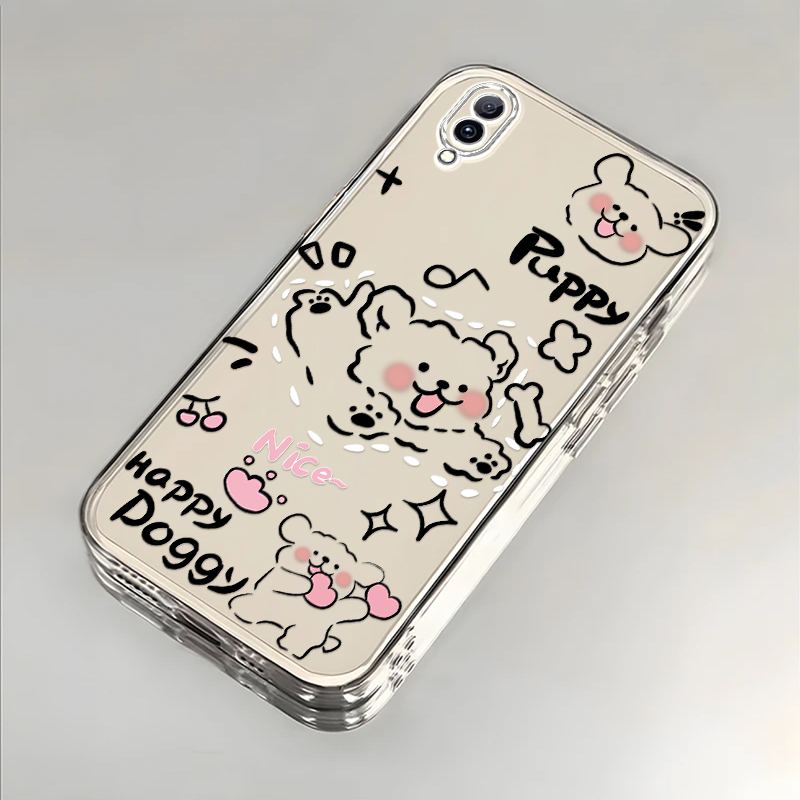 奔跑小狗适用vivoY97手机壳新款V1813A防摔镜头全包男女挂绳创意透明保护套高级感时尚软壳个性网红小众情侣