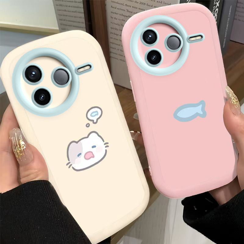 适用红米K80手机壳小米RedmiK80Pro冠军版保护套新款K80至尊版可爱软液态硅胶全包防摔高级感男女小猫小鱼