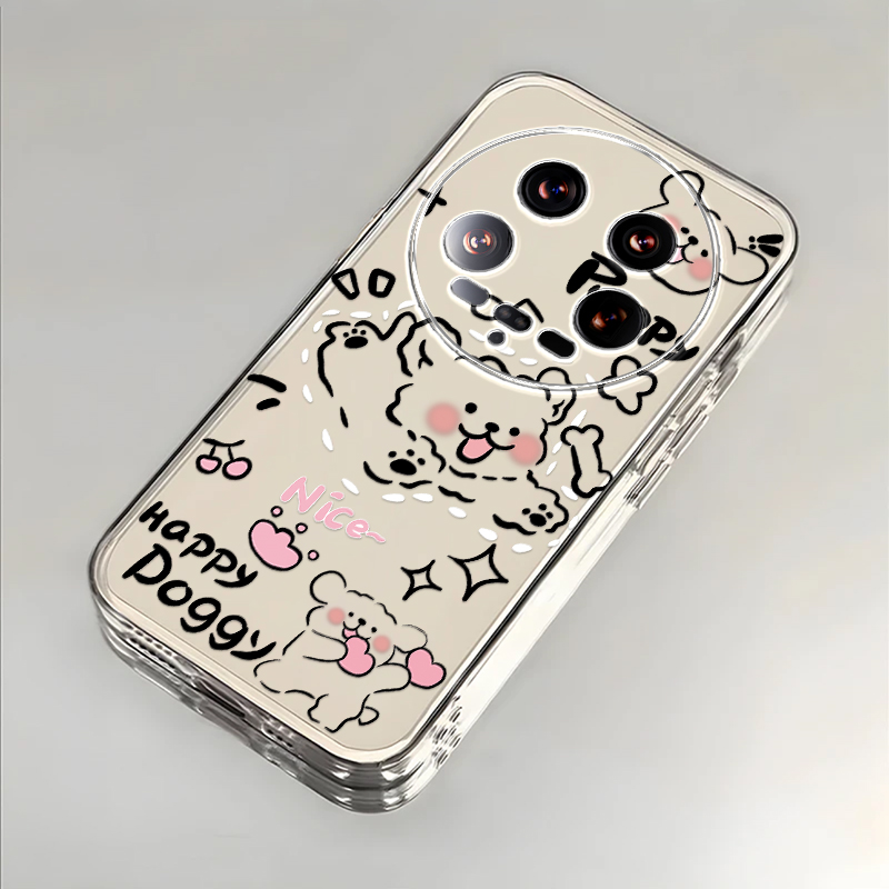 奔跑小狗适用小米14Ultra手机壳新款24031PN0DC防摔镜头全包男女挂绳创意透明软壳保护套高级感时尚个性小众