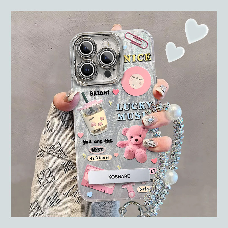 奶茶小熊适用苹果17promax手机壳iPhone16/15pro新款14女13mini全包xsmax防摔xr12pro硬壳11高级ip6s/7/8plus