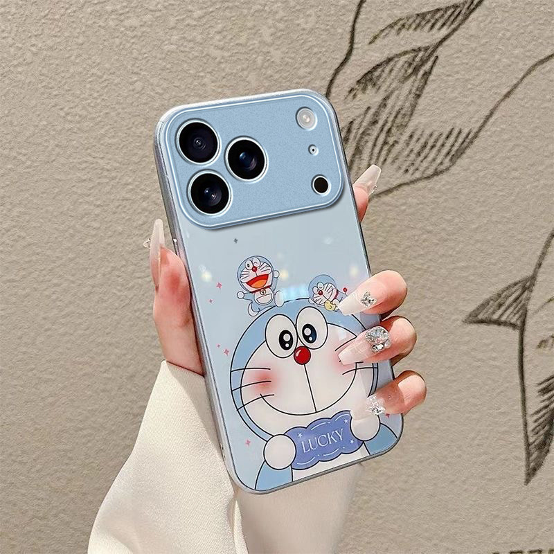 哆啦A梦适用苹果17promax手机壳iPhone16/15pro新款14女13mini全包xsmax防摔xr12pro硬壳11玻璃ip6s/7/8plus