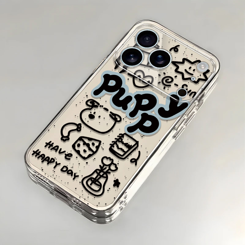 线条卡通适用苹果17promax手机壳iPhone16/15pro新款14男女13全包防摔12pro软壳11透明xr高级感ip6s/7/8plus