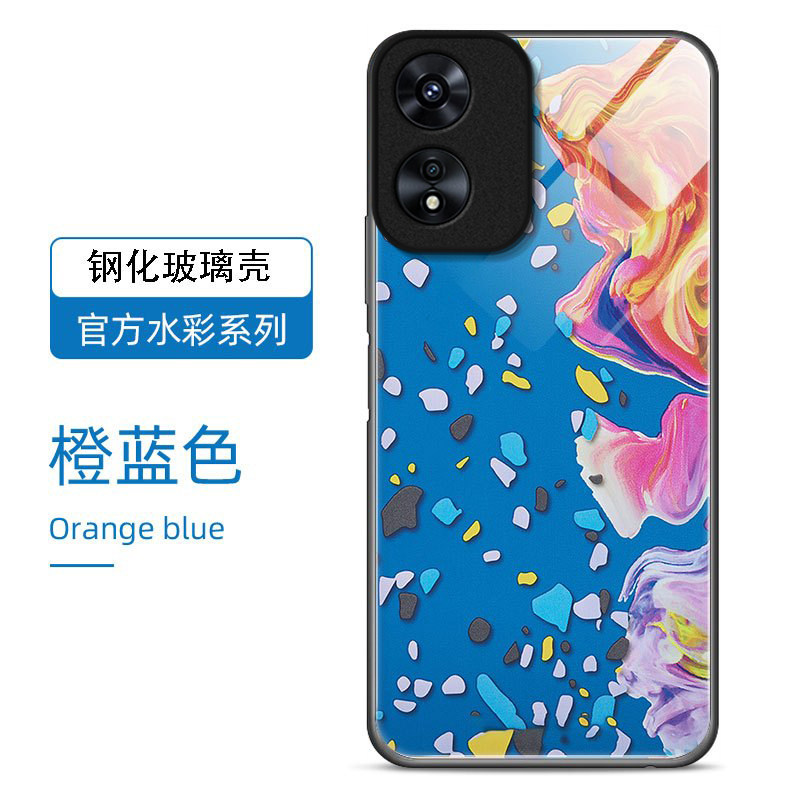 水彩色适用OPPOA97手机壳oppoa96/95玻璃a93/92s新款a91/72n外壳58/56/55硬壳36/32/5高级11/9/2x液态a3/1i