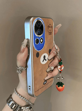 可爱棕熊适用华为Nova12Ultra手机壳新款ADA-AL00U防摔镜头全包男女带挂绳电镀外壳保护套高级感时尚创意小众