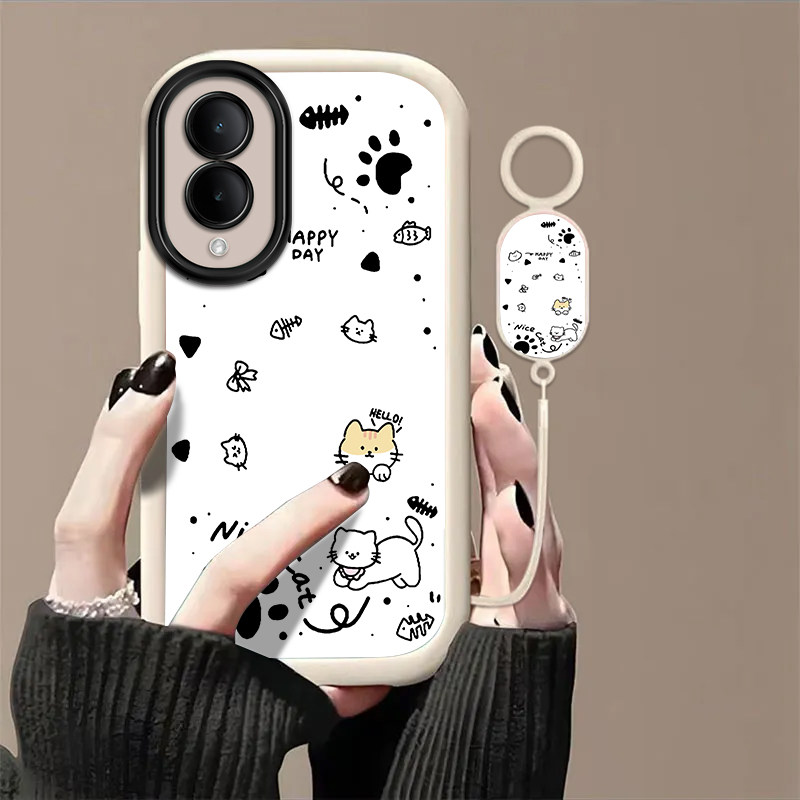 适用vivoY36s手机壳y36i新款y35m+高级y33/y31/y3s全包y32/y30/y20防摔y36c软y33e保护套y30小猫鱼骨5g带挂绳