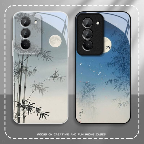 国风竹子适用红米Note15R手机壳红米Note14/13/12pro+新款12/11r玻璃note10/9高级5g防摔11se硬壳turbo3/4Pro