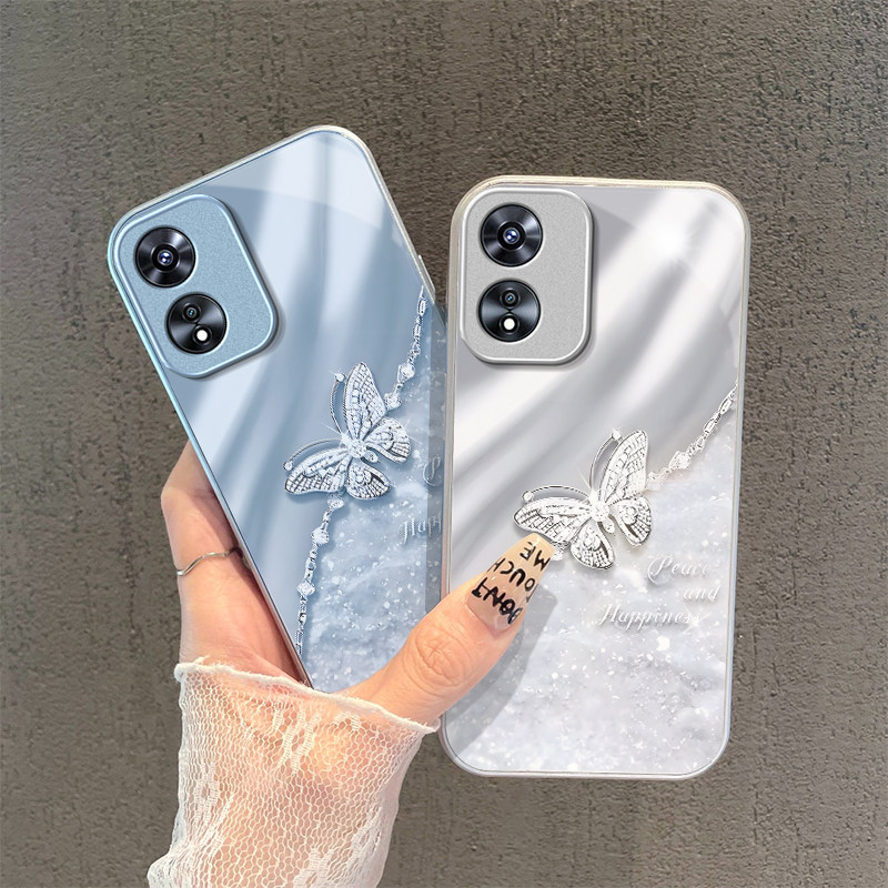 钻石蝴蝶适用OPPOA97手机壳oppoa96/95玻璃a93/92s新款a91/72n外壳58/56/55硬壳36/32/5高级11/9/2x液态a3/1i