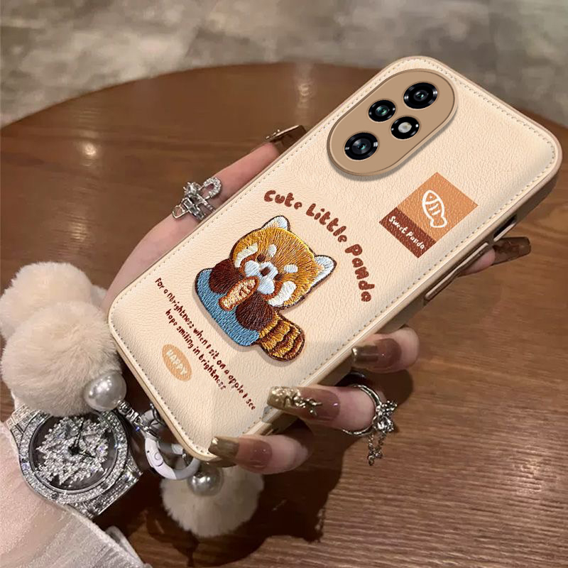 可爱浣熊适用荣耀200手机壳新款ELI-AN00防摔镜头全包男女挂绳硅胶软壳创意保护套高级感时尚个性气垫壳潮ins