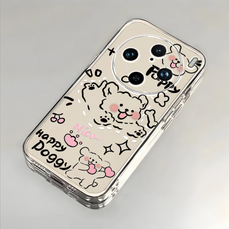 奔跑小狗适用vivoX100Pro手机壳新款V2309A防摔镜头全包男女挂绳创意透明保护套高级感时尚软壳个性网红情侣