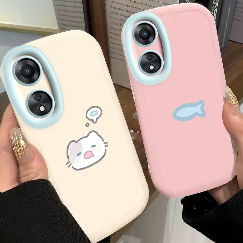 适用oppoA58手机壳A56女新款A55 5G保护套oppA57全包防摔opopA53软5g硅胶0pp0A52外壳x带挂绳A5猫想小鱼A52女