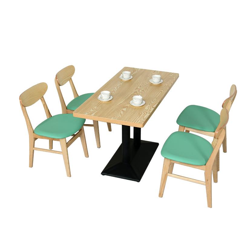 现代北欧奶茶店咖啡厅桌椅组合商用连锁店餐厅实木桌椅食堂餐桌椅