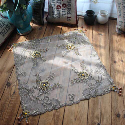 欧式蕾丝绣花床头柜空调电视冰箱茶具茶盘防尘万能盖巾遮灰盖布u.