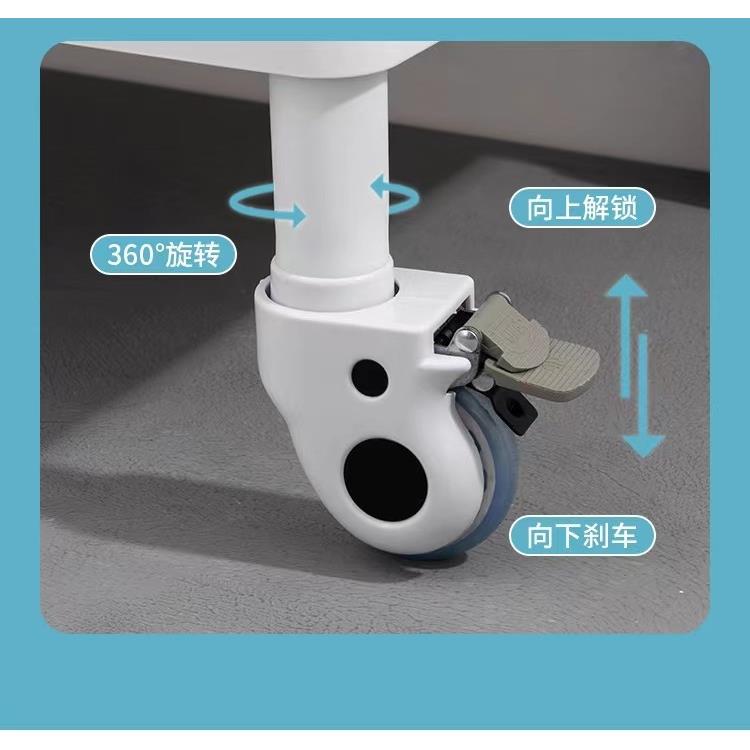 3寸螺丝杆白色静音脚轮医用不锈钢小推车ABS治疗车婴儿床万向轮子