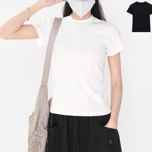 高弹修身显瘦短袖t恤女春夏新款
