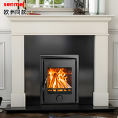 复古家用别墅燃木柴取暖炉客厅室内家装 senmei嵌入式 真火壁炉欧式