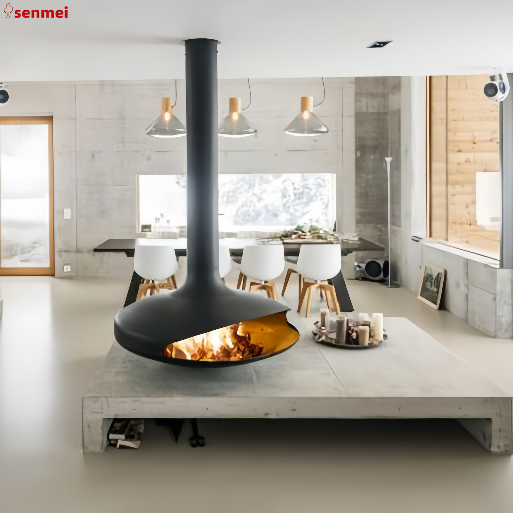 senmei飞碟悬挂壁炉定制型