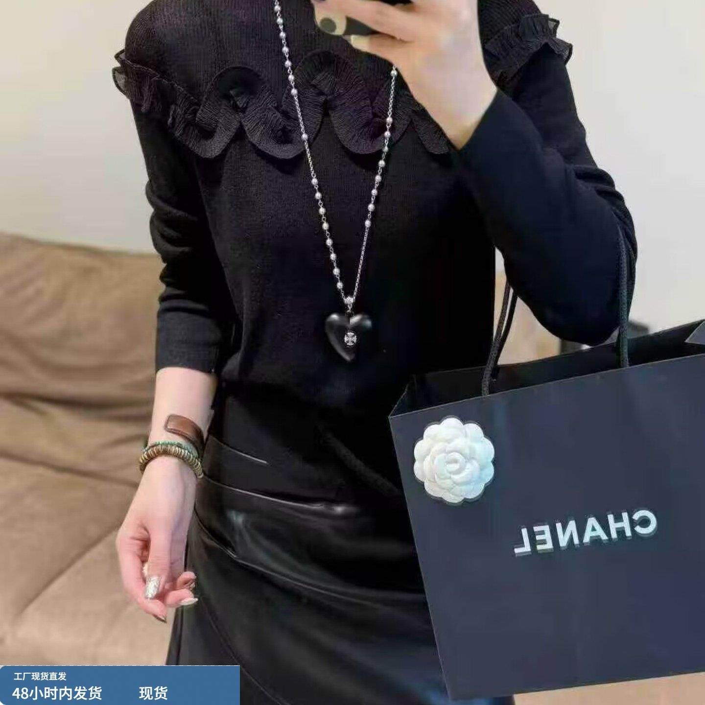 欧洲站2025秋冬设计感半高领压褶荷叶边羊毛针织打底衫女内搭上衣