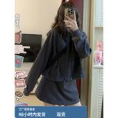 休闲运动连帽卫衣套装 胖mm学院风减龄短裙两件套 裙女2025春秋大码