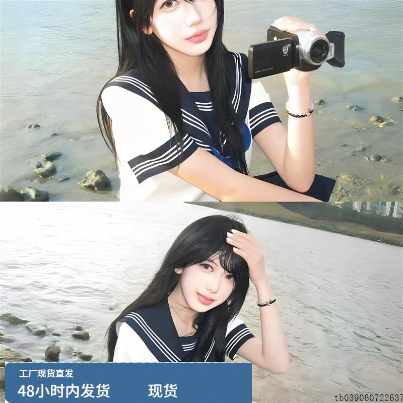 原创JK制服裙正版白三本水手服短袖日系校供夏服上衣学院风套装女