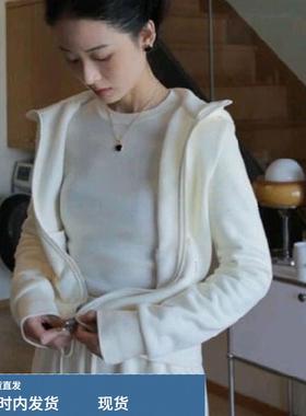 入秋搭配一整套高级感时尚洋气炸街白色运动风卫衣裤两件套装秋冬