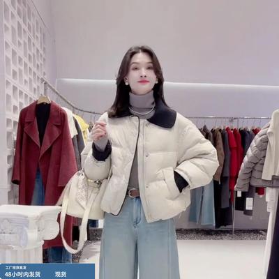 高级感翻领羽绒服女2025冬季新款巨好看小个子宽松白鸭绒保暖外套