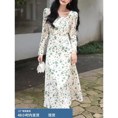 巨好看的早秋法式碎花长袖连衣裙女2025新款春秋季轻奢高级感裙子