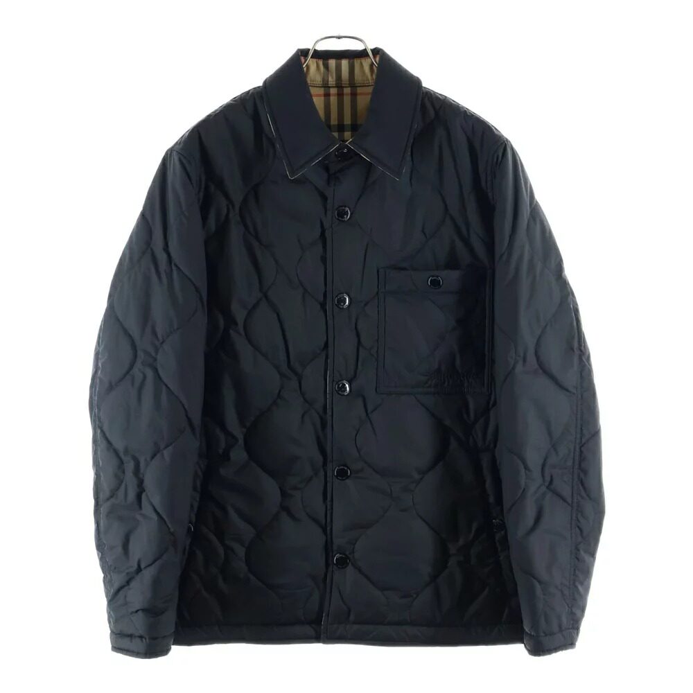 BURBERRY博柏利 【新】翻领Nova双面穿格纹绗缝夹克黑色 8100137