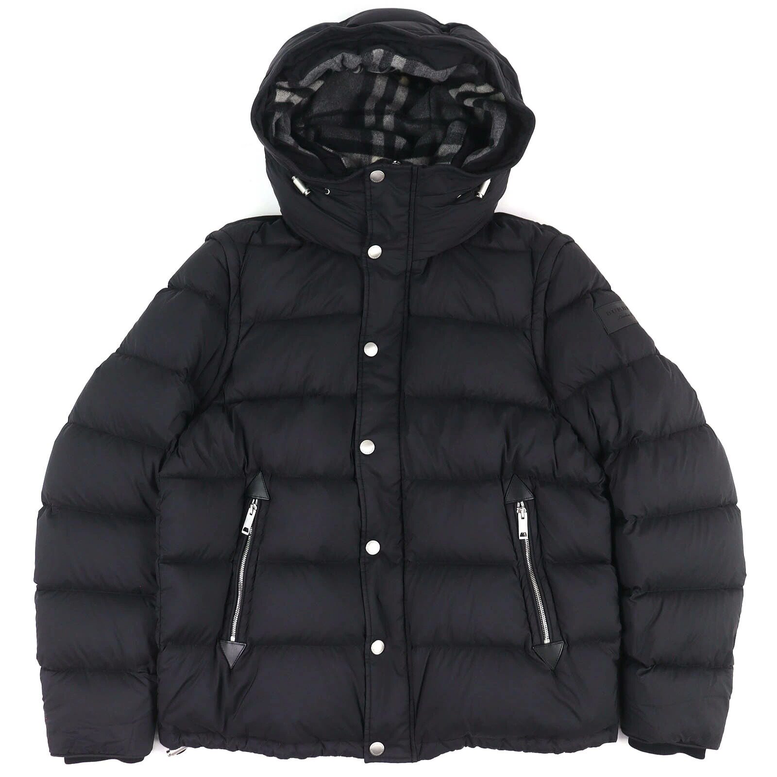 BURBERRY博柏利【A】手臂Logo印花连帽格纹拉链羽绒服54码4058195