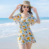 夏 连体保守遮肚显瘦高级感学生小胸温泉连衣裙式 泳衣女款 2025新款