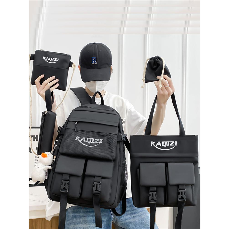 书包女生高中黑色初中生男生小学生五六年级帅气风大容量双肩背包
