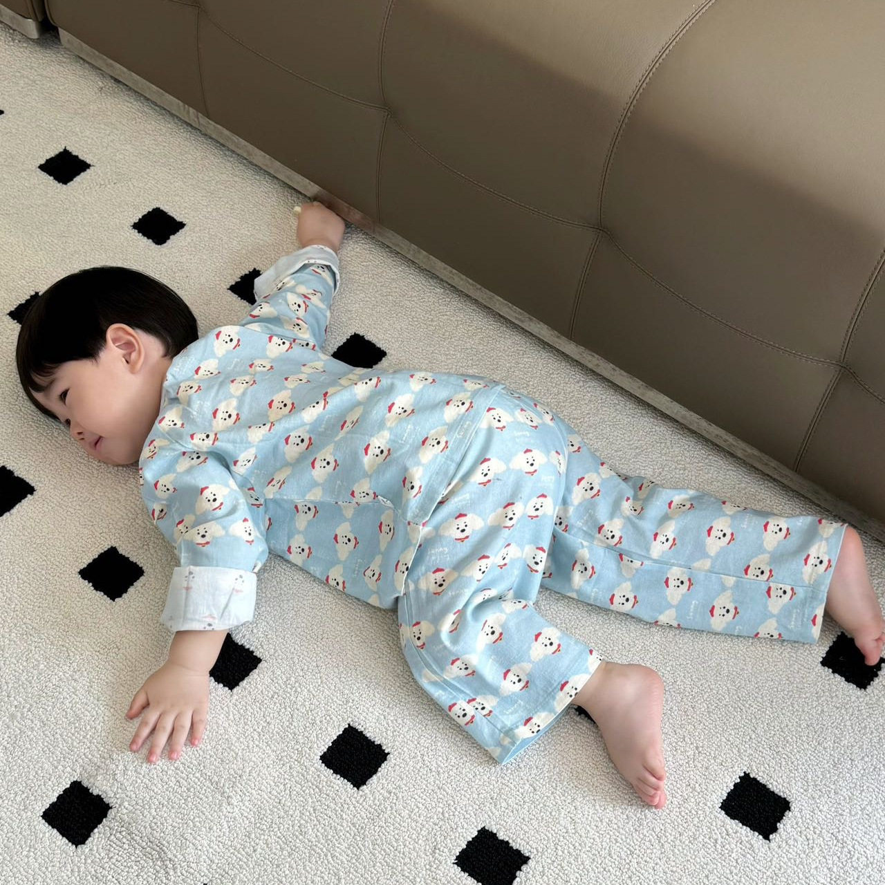 秋季韩版休闲宽松妈妈亲子款家居服套装卡通满印男女童宝宝睡衣