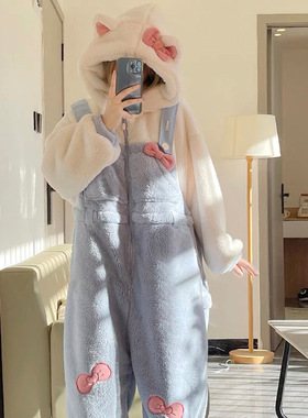 睡衣女可爱卡通珊瑚绒冬季2025年新款加绒加厚毛绒家居服连体衣冬