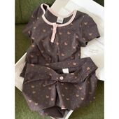 家居服套装 少女可爱风小熊印花短袖 短裤 2026新款 可出门 睡衣女春季