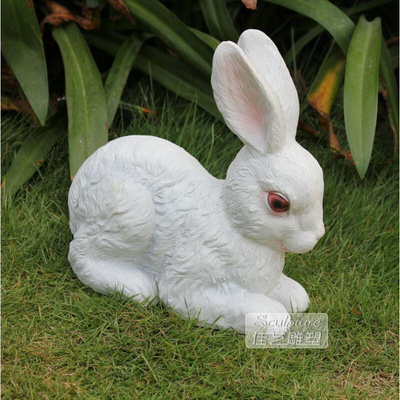 欧式玻璃钢人物雕塑艺术品客厅户外落地摆设可定制作动物小白兔子