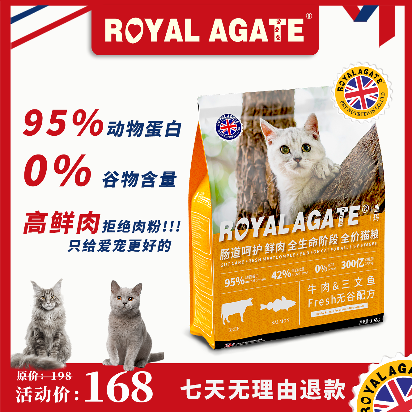 皇玛猫粮增肥发腮营养不掉毛成猫幼猫肠道呵护鲜肉无谷全价全阶段