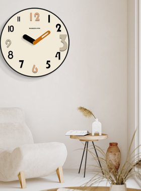 家用2025新时钟挂墙钟表挂钟客厅款奶油风挂表免打孔艺术简约现代
