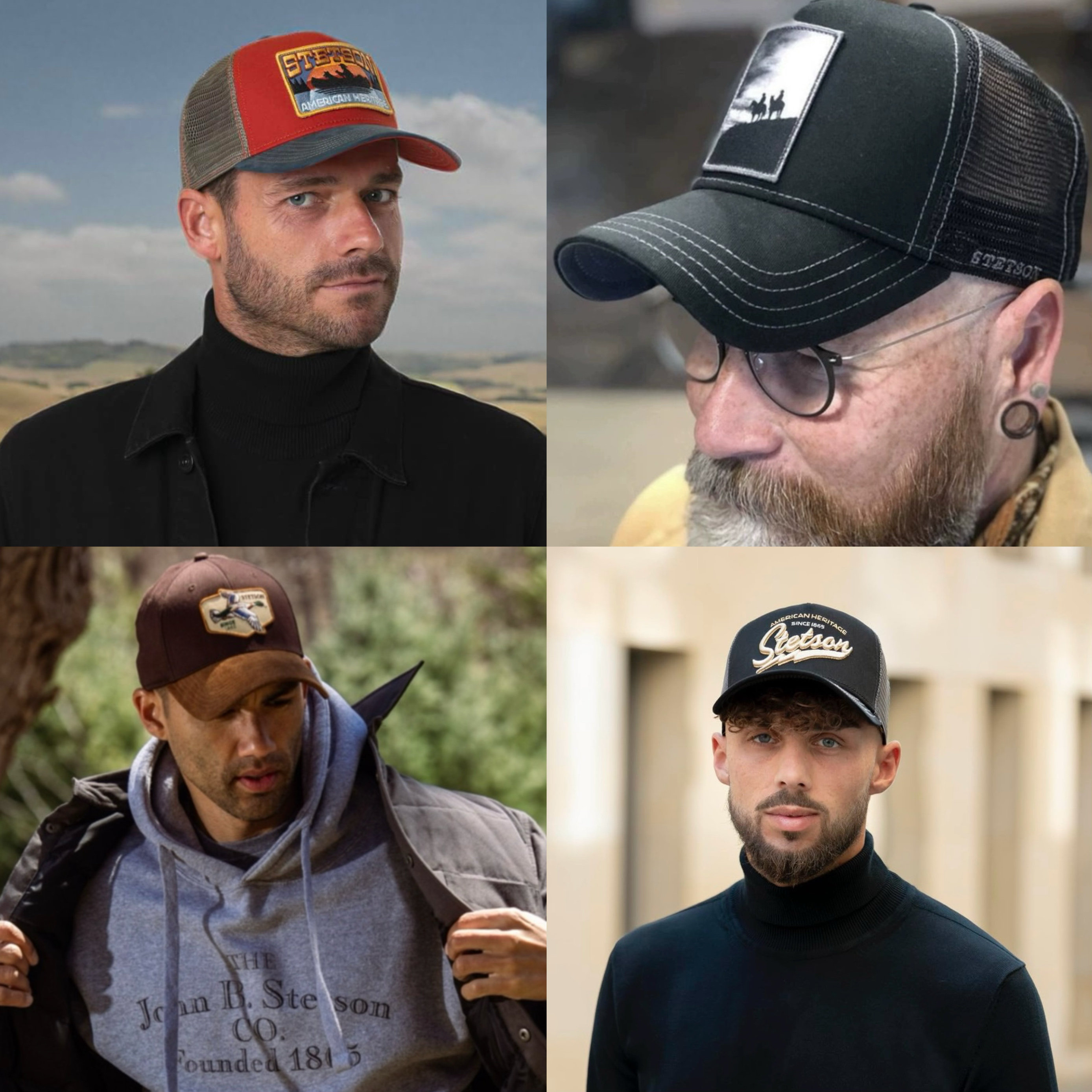 STETSON美式复古风格卡车司机帽男女同款棒球帽高顶网帽摩托车帽