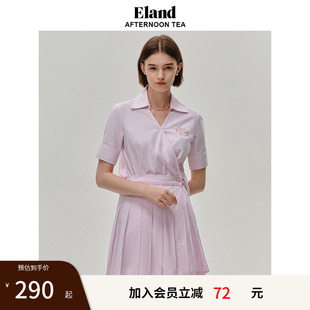 jk百褶裙假两件裙子女夏季 Eland奥莱 衣恋连衣裙短袖