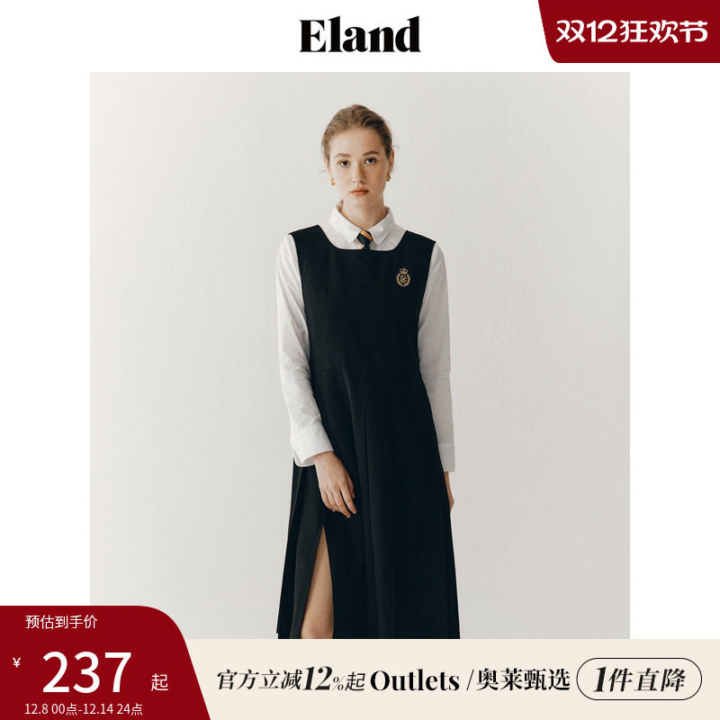 ELAND学院风中长款连衣裙