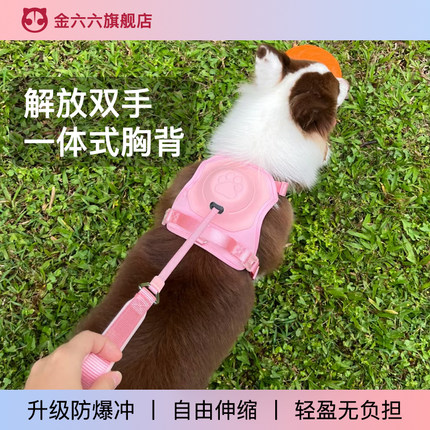 胸背带背心式自动可伸缩柯基中型泰迪小型犬遛狗绳宠物狗狗牵引绳